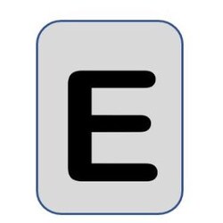 Aluminium label black/silver 40X25mm - Letter E